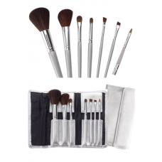 7Pc Brush Collection W/Silver Pouch