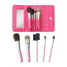 5Pc Cosmetic Brush Set W/Pink Case