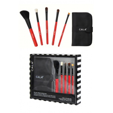 5Pc Red Brush Set W/Black Case