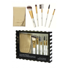 5Pc White Brush Set W/Gold Case